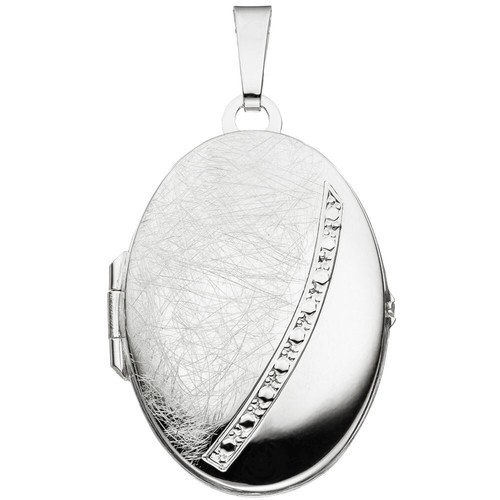 MATERIA 45 Cm Catena Con Pendente A Forma Di Cuore Onde Argento 925 E Zirconi Bianchi Rodiato In Box 425 30   B4