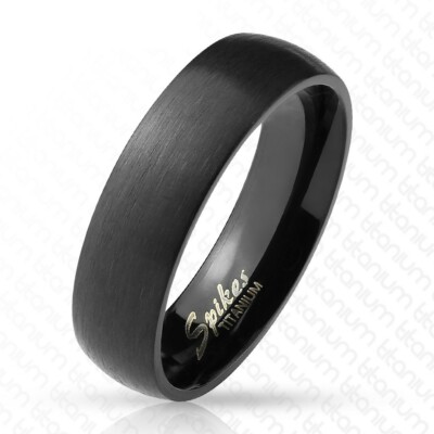 6mm Titanium Black Brushed Domed Plain Wedding Band Ring Size 6-13