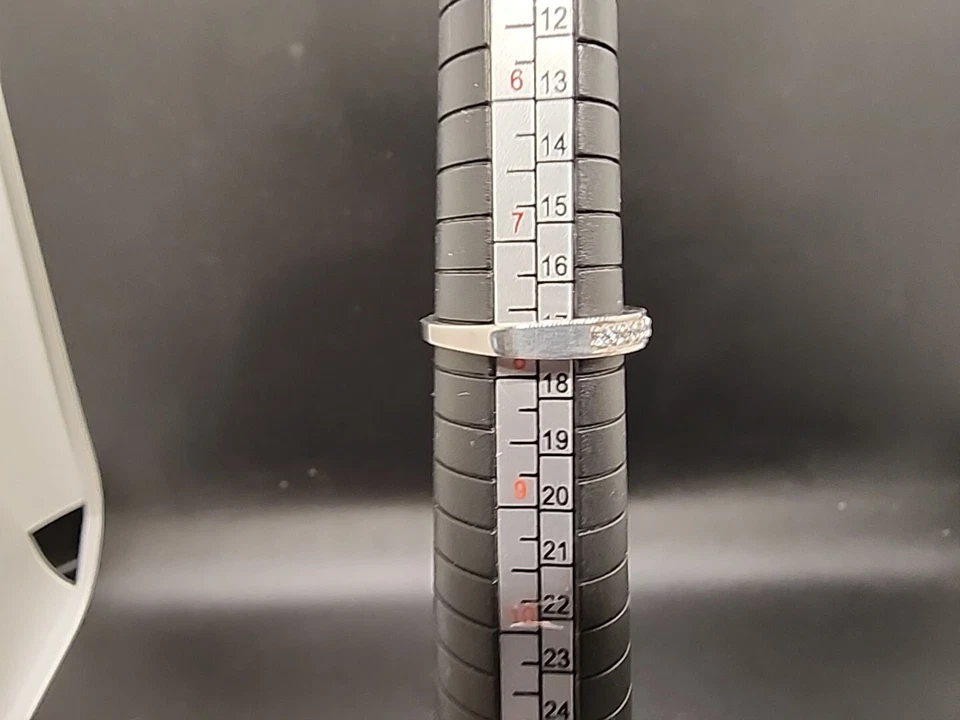 蓝宝石周年纪念永恒戒指 铑超过 925 尺寸 8 签名 SJD — 第 4/4 张图片