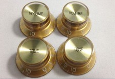 Volume Tone Control Bell Hat GOLD Knob GOLD Insert for Gibson Guitar Metric Pot