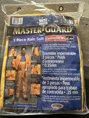 New West Chester Master Guard 3 Piece PVC Rain Suit Yellow Heavy Duty Size XXL
