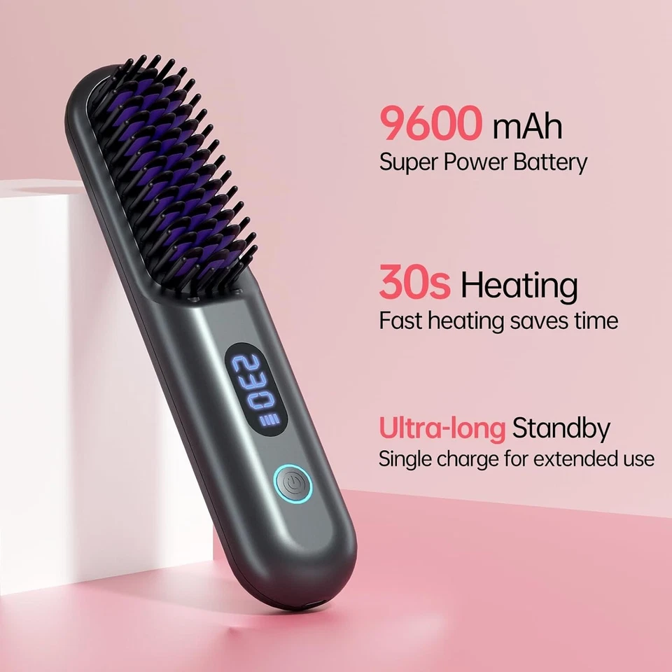 Cordless Hair Straightener Brush-Portable Straightening Comb for Travel&Home - Image 2 of 4
