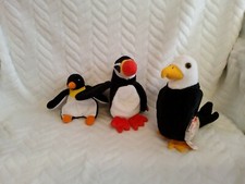 TY Beanie original Baby, 2×penguin and bird