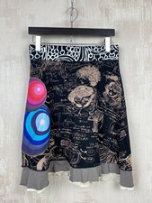 Desigual Y2K Cotton Multicolor Inscribed Print A-line Skirt Size M