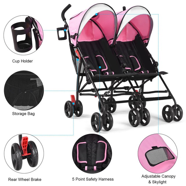 double stroller umbrella fold