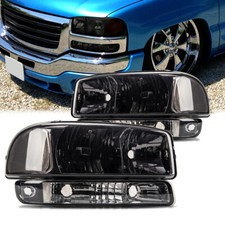 Headlights Headlamps Lamps For 1999-2006 Gmc Sierra 2000-2006 Yukon Smoked Pair
