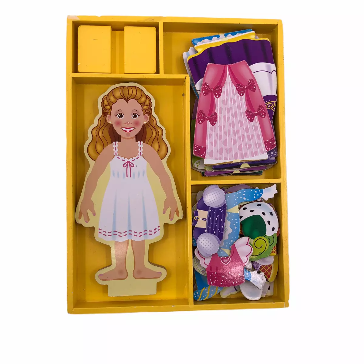 Melissa and Doug Wooden Magnetic Dress up Doll with stand Princess Elise 9  tall