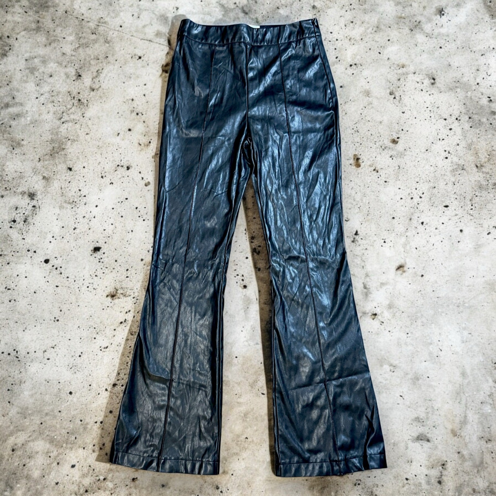 Princess Polly Braden Vegan Leather Flare Pants Womens Black Size 6 Goth Boho Chic