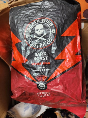 Death Wish Coffee - WHOLE BEAN - Dark Roast 5lb ( 80oz)