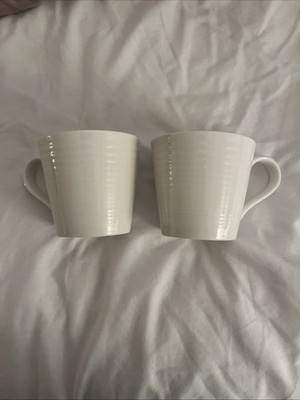Set of 2 Royal Doulton Gordon Ramsay Maze White Mugs Cups Embossed Rings EUC. q3