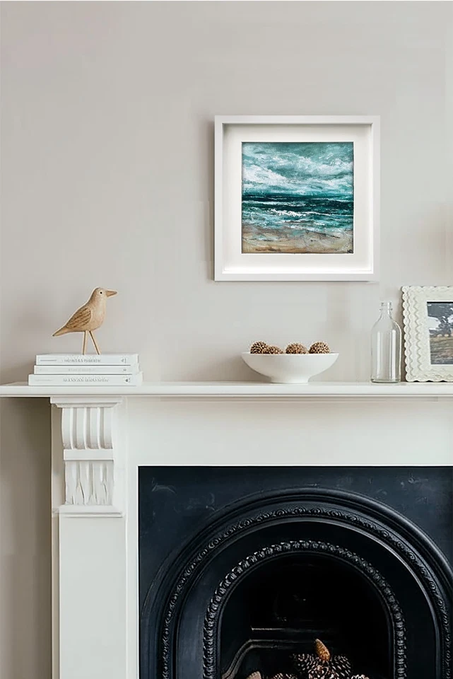 NEW ORIGINAL OIL PAINTING 30cm BEACH SEA SEASCAPE ART By Artist DRAWING - Image 4 of 4