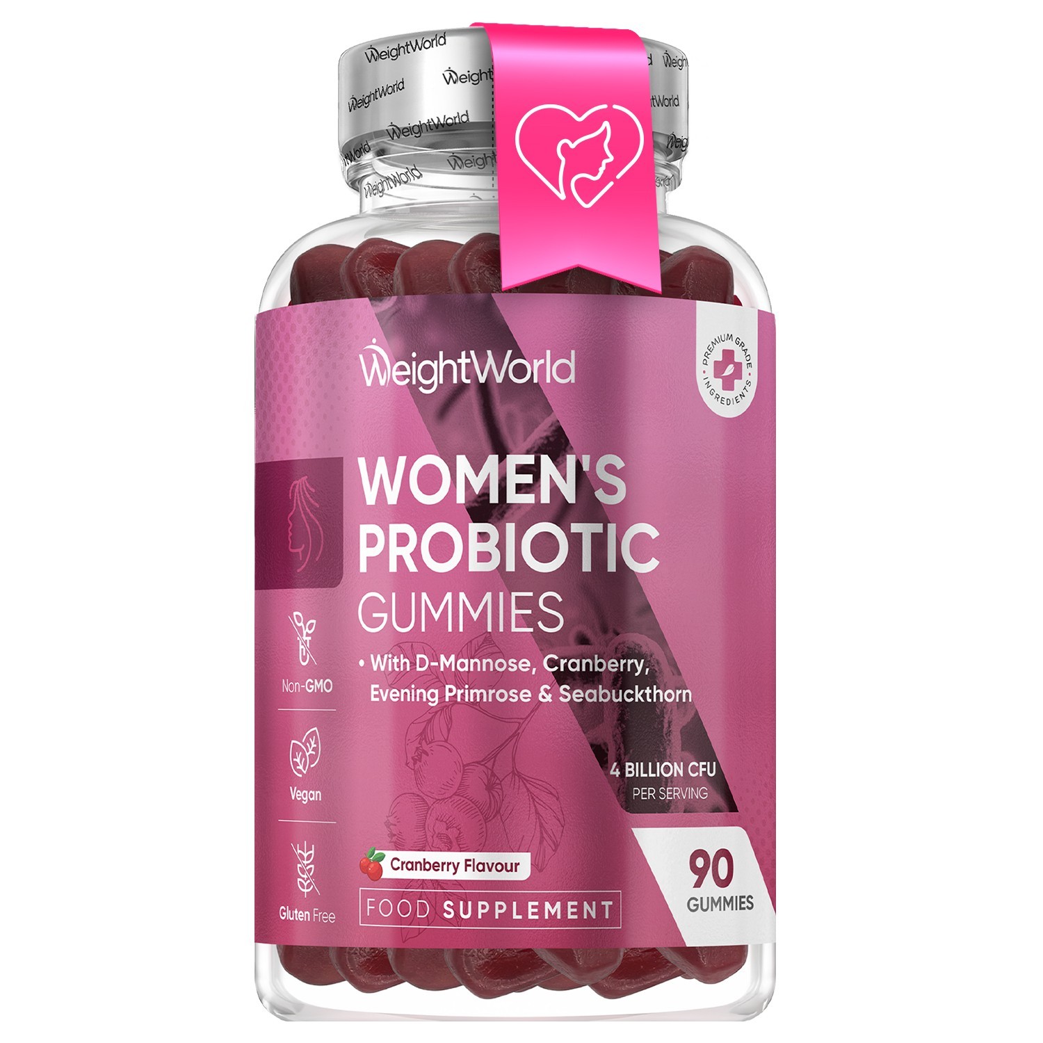 Women’s Probiotic Gummies 90 – Gut & Intimate Health with Cranberry & D-Mannose
