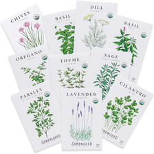 Sereniseed Certified Organic Herb Seeds 10-Pack   Non GMO, Heirloom   Seed Sta