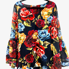 Show Me Your Mumu Black Lafayette Floral black pink Blouse/Dress Size L/XL (50)