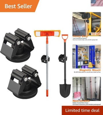 Magnetic Broom Holder Heavy Duty,12lbs Magnetic Mount Broom and Mop Holder wi...