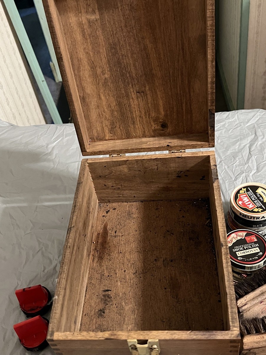 Estate find - Vintage Kiwi Shoe Shine Valet Wooden Box with Extras
