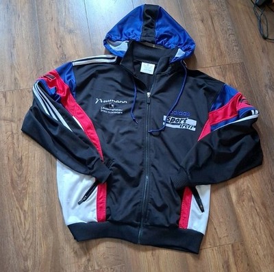 Vintage Adidas Trackjacke Gr. 7 Sport 90er Retro Kapuze Team Logo D7