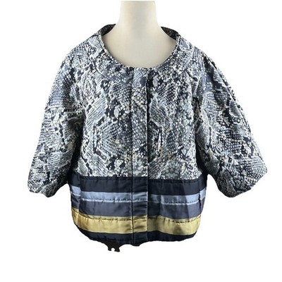 Rinascimento Women XL Snake Print Cropped Quilted Metallic Jacket Made In Italy
