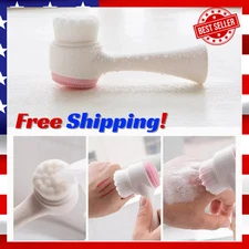 Manual Facial Cleansing Brush 2 in 1 Silicone Double Side Exfoliating Scrubber