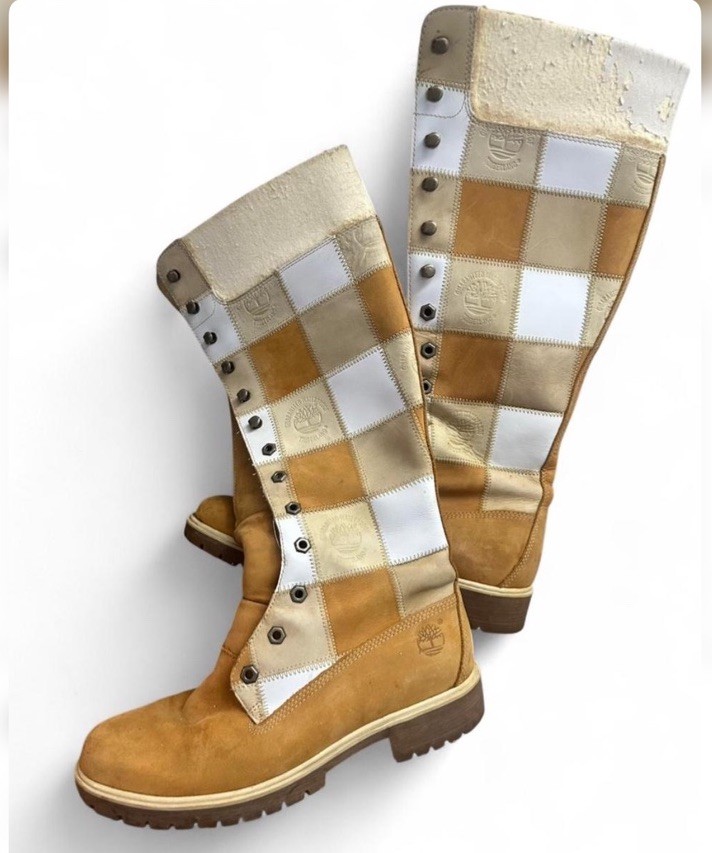 Rare Timberland Patchwork Boots Needs Repair Sz 8… - image 7