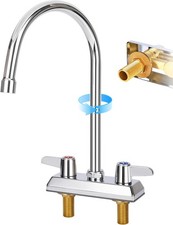 Chrome Polished with 7" Gooseneck Spout and 90 Rotatable Dual Lever Handles.