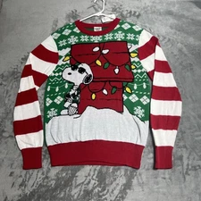 Peanuts Medium Snoopy Ugly Christmas Sweater Lights Dog House Woodstock Joe Cool