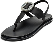 NIB OluKai La  i T  Bar Women  s Strappy Beach Sandals Black Lava Rock Size 8