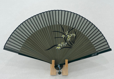 Korean Traditional Silk Folding Hand Fan Bamboo Frame Korean Orchid Craft Gift