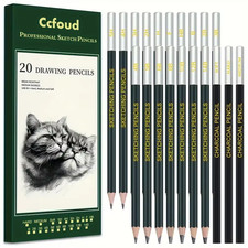 Ccfoud Drawing Sketching Pencil Set, 25 Piece Pro Art Pencil Kit - Drawing Penci