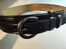 Dutyman Garrison Belt 34 Black Silver Buckle Plain 1.75 Law Enforcement EMT 1711