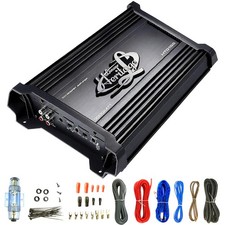 Lanzar HTG158 3000W Max Mono-Block MOSFET 2 Ohm Ampifier, Wiring Kit