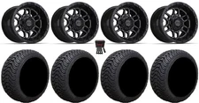 GTW Titan 14" Golf Wheels Black/Machined 205x30 Cruze Tires E-Z-GO & Club Car