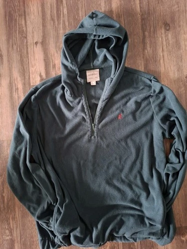 Gramicci Fleece Hoodie 1/4 Zip Pullover Jacket Mens L Asia XL Green Running Man - product listing photo