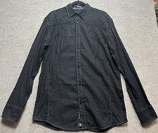 Roar Embroidered Men's Shirt Medium 100 Cotton Black Button Up Long Sleeve GUC