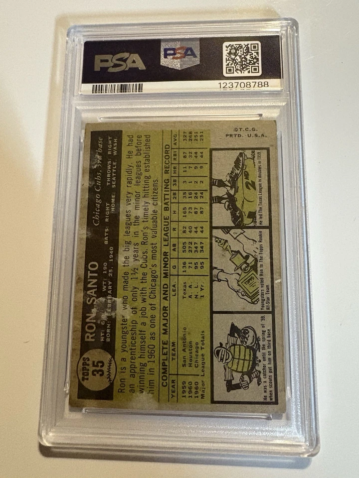 1961 Topps - Ron Santo #35 (RC) Foto 2 de 2