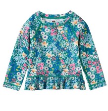 Tea Collection Baby Girl Size 12-18 Month Rash Guard Swim Long Sleeve Top Shirt