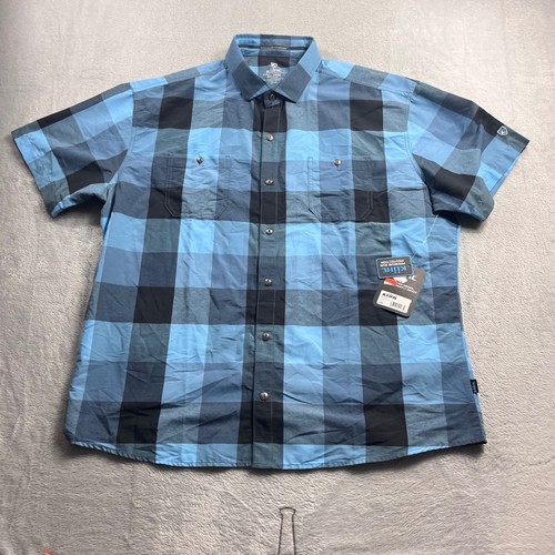 Kuhl Styk Mens XXL Alaskan Night Blue Plaid Short Sleeve Button Down Shirt 7383 - Picture 4 of 8