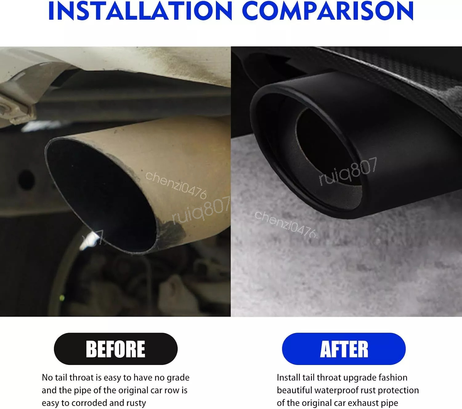 2PCS Black Car Rear Exhaust Pipe Tail Muffler For Maserati Ghibli