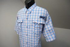 Columbia PFG Super Bahama Vented Fishing Shirt Omni-Shade Plaid Mens Sz XL