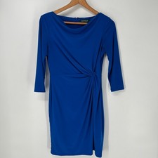 Lauren Ralph Lauren Dress Womens 6P Blue Jersey Twisted Knot Petite