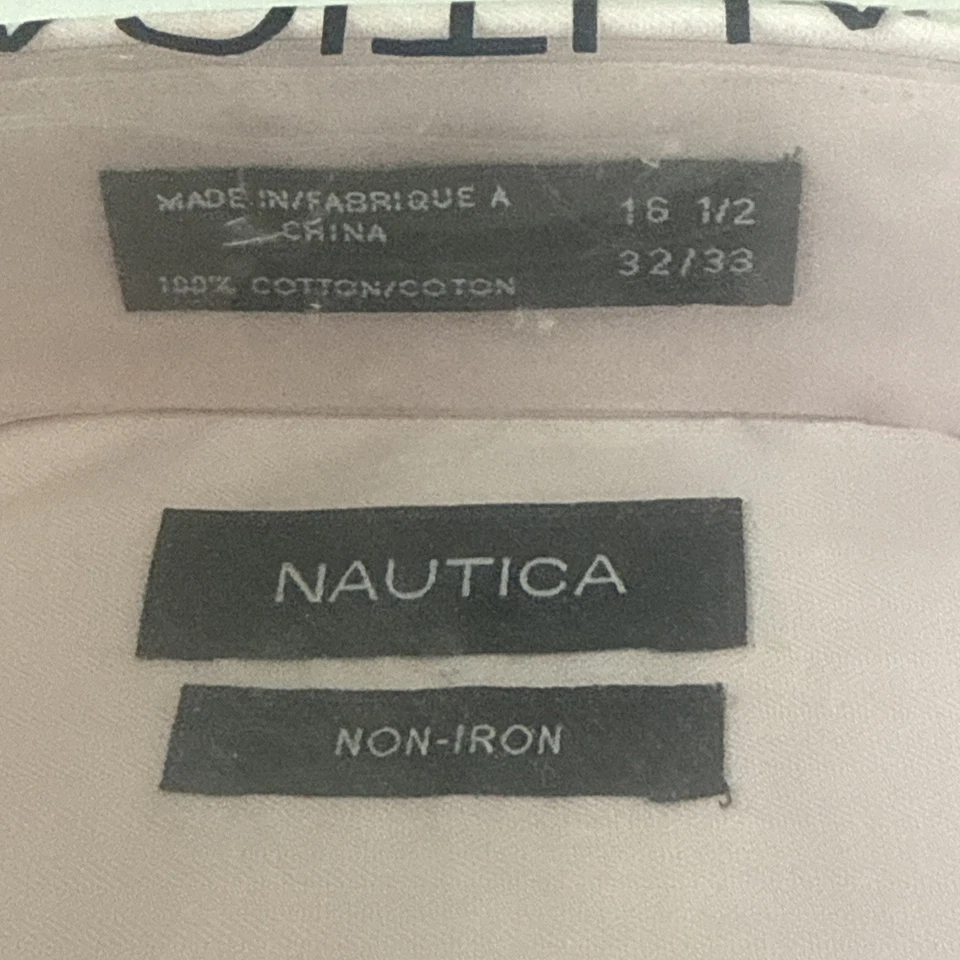 New Nautica Mens Dress Shirt Non Iron Button Front Sz 16.5 32/33 - Soft Pink 683 - Image 2 of 4