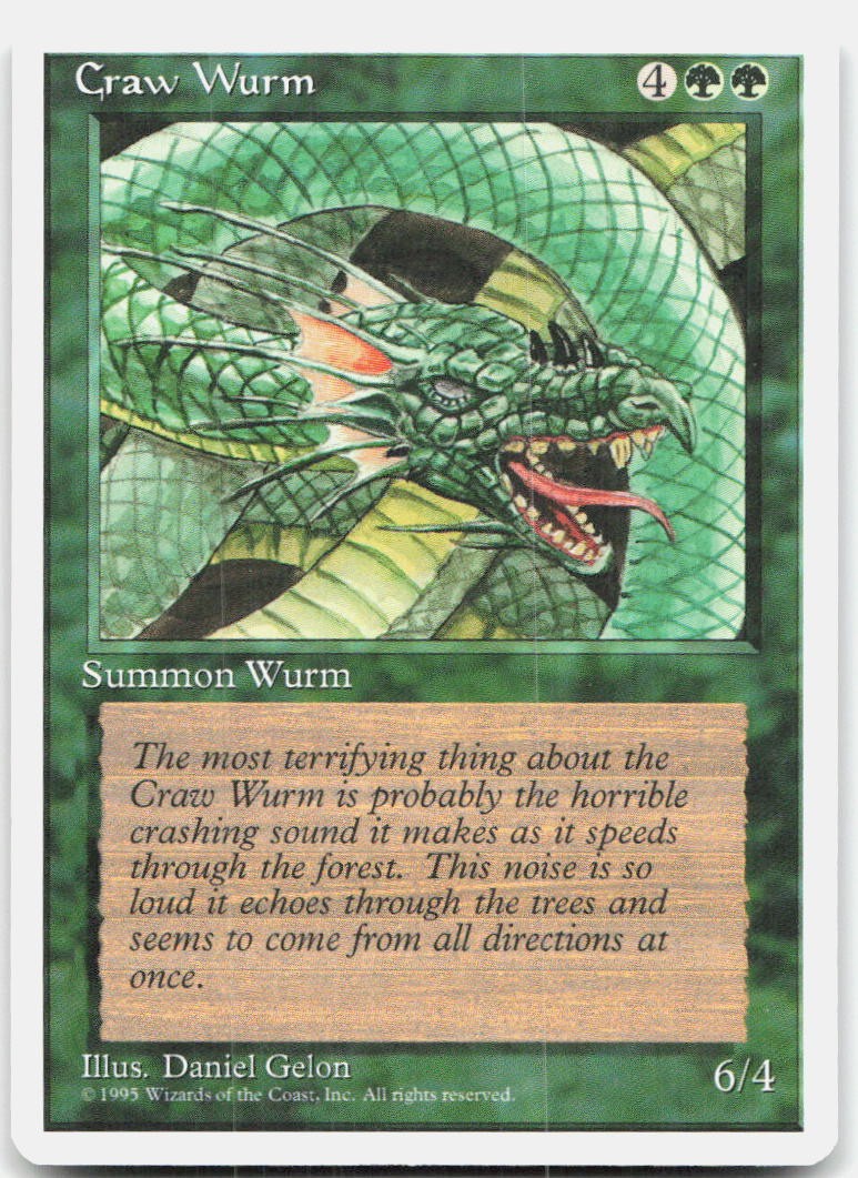 Craw Wurm Moderately Played Fourth Edition Common Magic: The Gathering