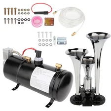3 Loud Trumpet Train Air Horn Kit Air Compressor Air System 0.8Gal & 12V 150 PSI