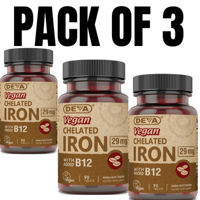 Deva Vegan Chelated Iron   29 mg   90 Tablets (Pack of 3)