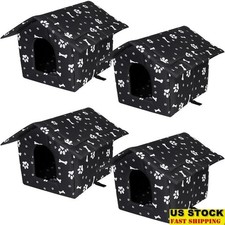 Weatherproof Outdoor Cat House Cozy Shelter Easy Assemble Soft Warm Pet Cave New