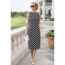 Michael Kors Polka dot Sheath dress Size 6 CBK vibe Sophisticated polished Black