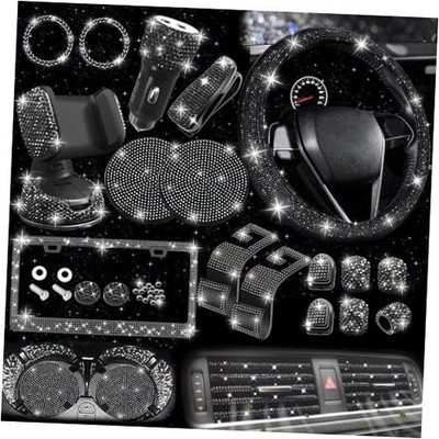 NBTEPEM - Juego de 27 accesorios brillantes de automóvil para Negro diamond