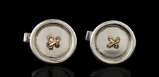 Vintage Pair Of Tiffany & Co 14k Gold 925 Sterling Silver Button Cufflinks