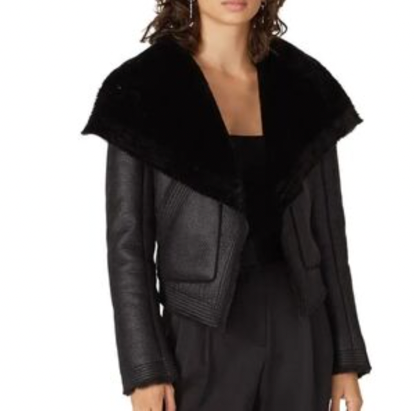 BLANKNYC Vegan Leather Faux Shearling Moto Jacket • Size M • Barely Worn • Black