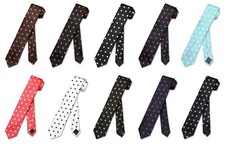 Vesuvio Napoli NeckTie Skinny Polka Dot Design Colors 2.5" Men's Narrow Neck Tie